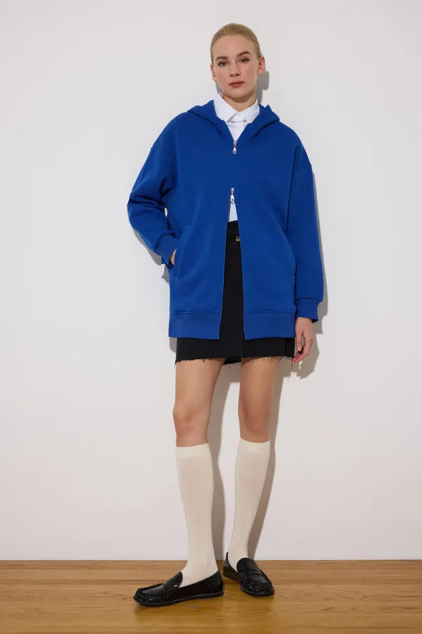 FERMUAR DETAYLI KAPÜŞONLU SWEATSHIRT