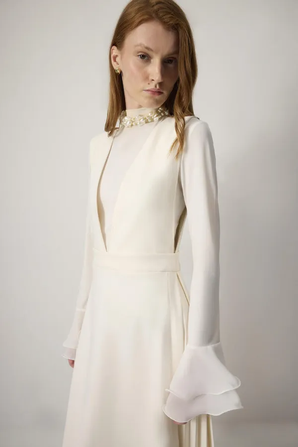 GILET EN CRÊPE PLISSÉ