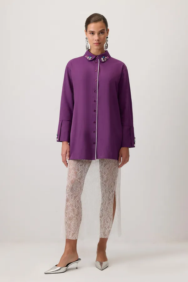 SHIRT WITH STONE DETAILS SHIRT WITH STONE DETAILS