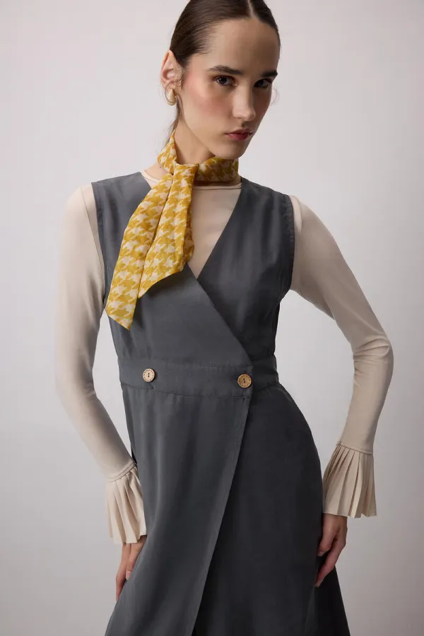 WRAP-BREASTED PLEATED VEST