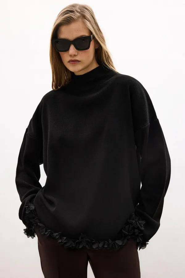 ŞİFON PÜSKÜLLÜ TRİKO KAZAK