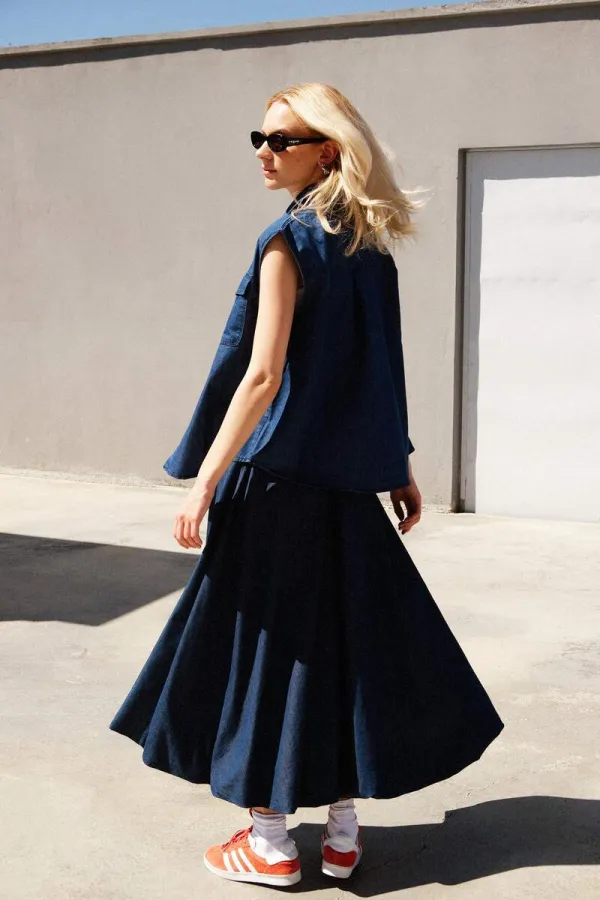 DENİM EFEKTLİ BALON ETEK