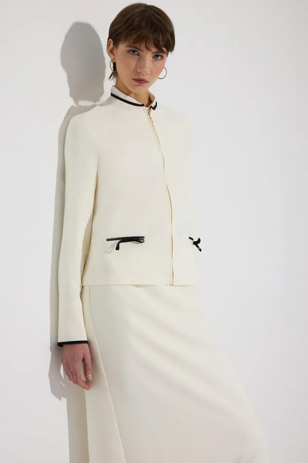 VESTE EN CRÊPE À FERMETURE ÉCLAIR