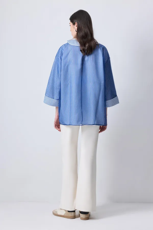 ORGANZE GARNİLİ ÇİZGİLİ TUNİK