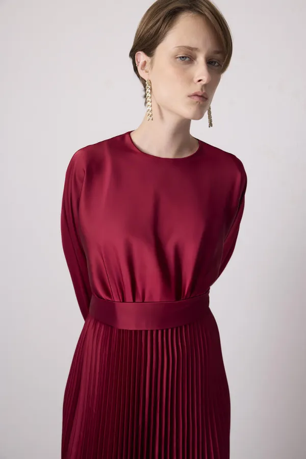 PİLELİ SATEN  ELBİSE