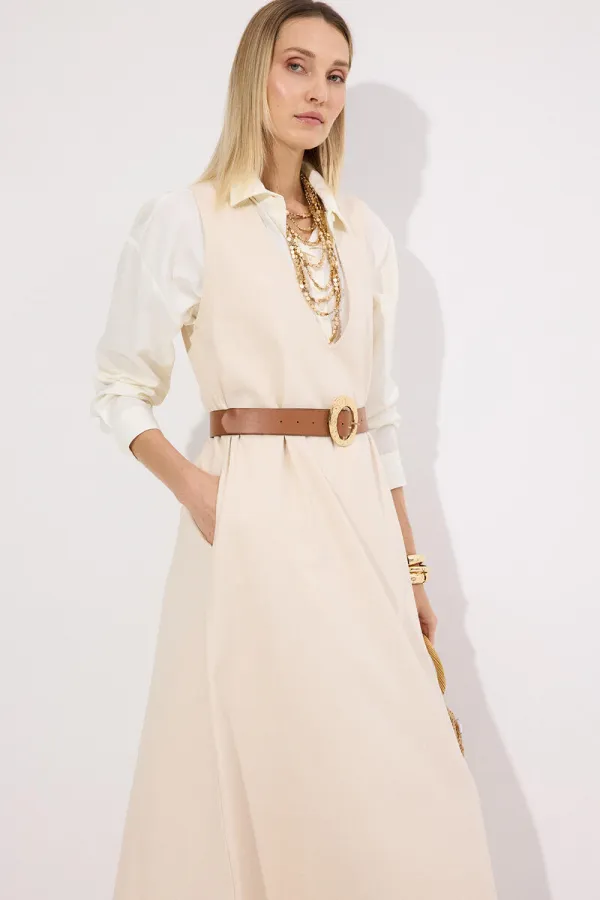 gilet en jean à col en V