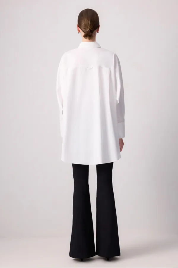 OVERSIZE POPLIN TUNIC WITH GOLD BUTTONS OVERSIZE POPLIN TUNIC WITH GOLD BUTTONS