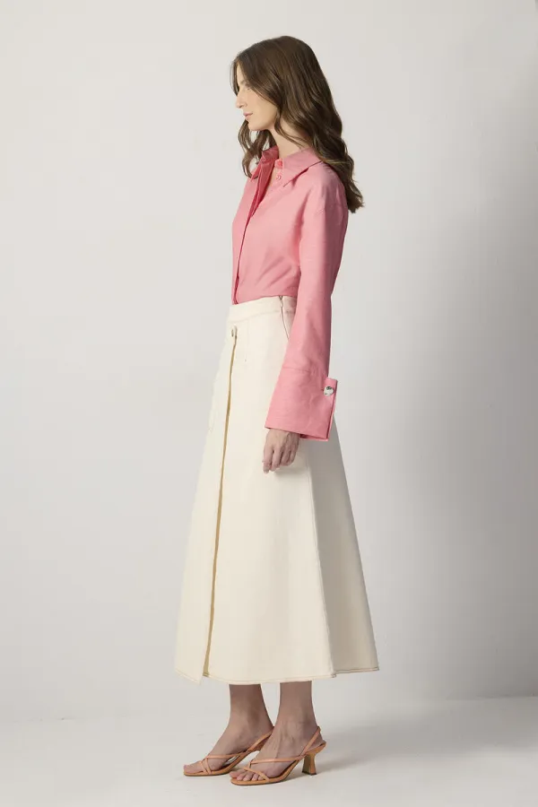 JUPE EN JEAN NATUREL PORTE-CŒUR