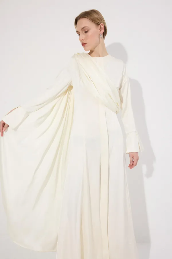 DRAPED SATIN DRESS