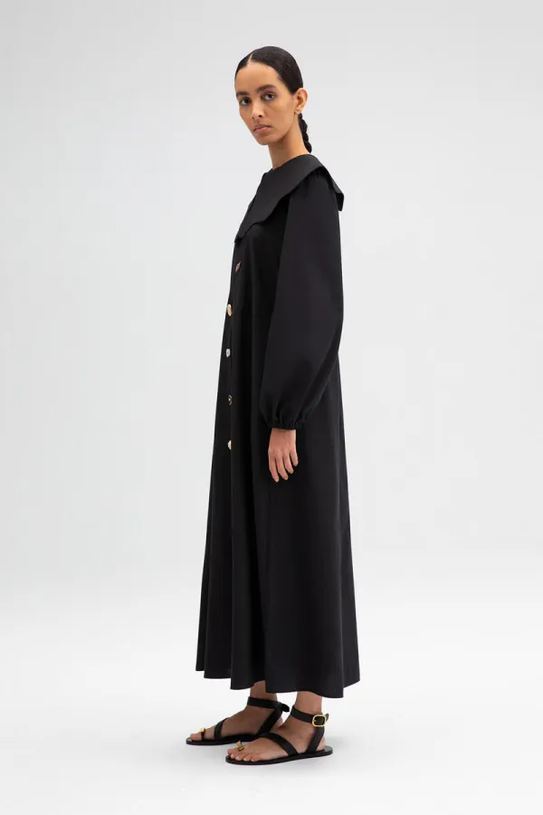 WIDE COLLAR BUTTONED POPLIN DRESS WIDE COLLAR BUTTONED POPLIN DRESS