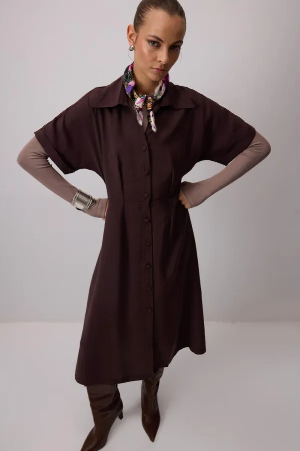 ROBE CHEMISE EN MODAL À MANCHES COURTES