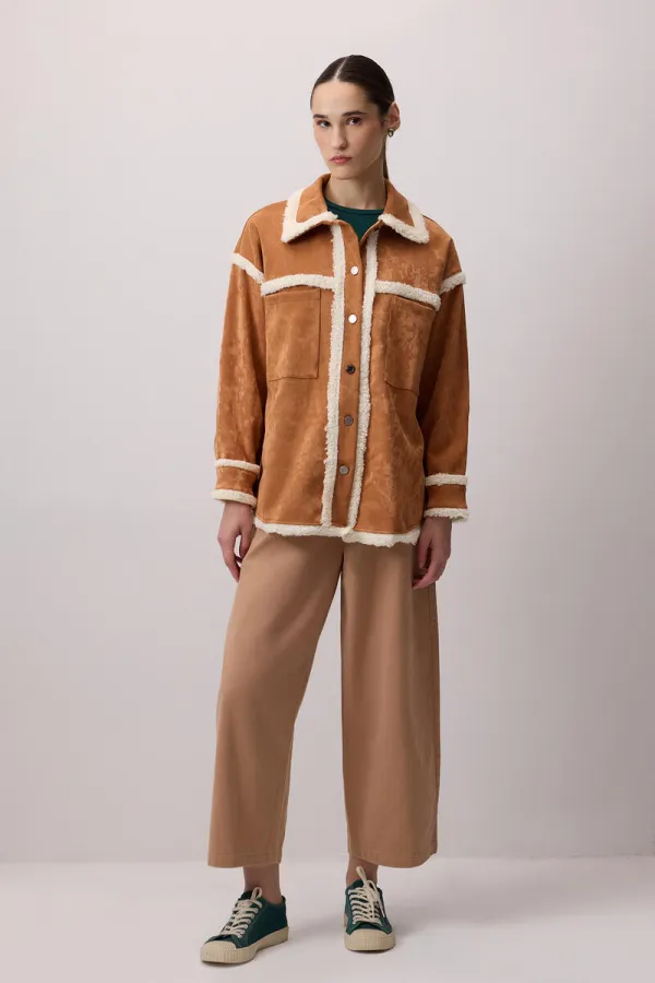 PELUŞ DETAYLI SÜET GÖMLEK