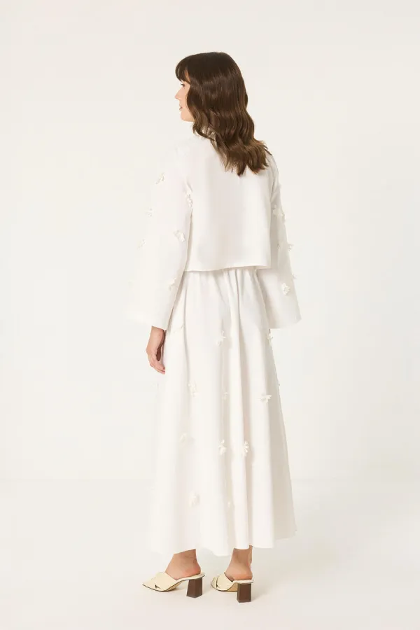 POPLIN SET WITH FLORAL APPLIQUES