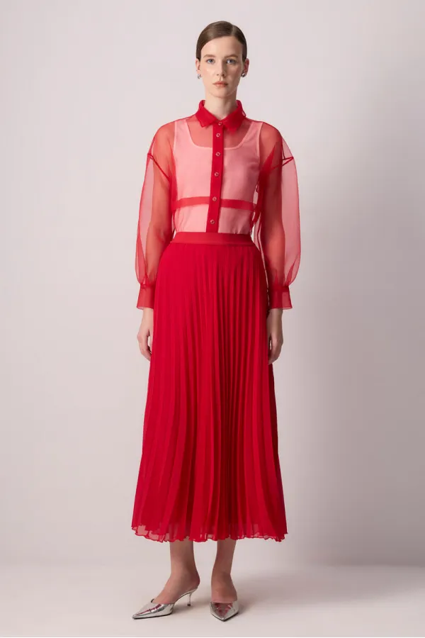 PLEATED CHIFFON SKIRT