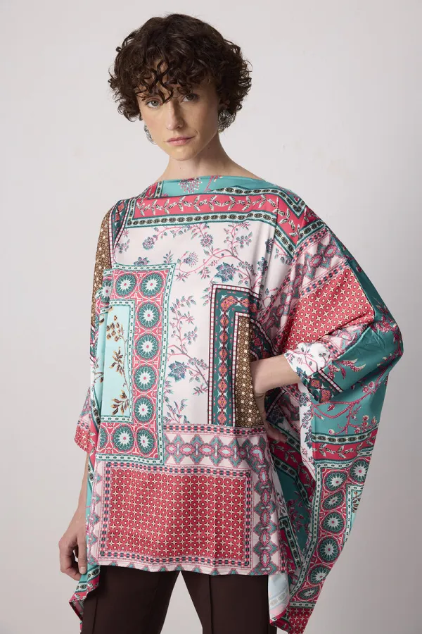 ŞAL DESENLİ YARASA KOL TUNİK