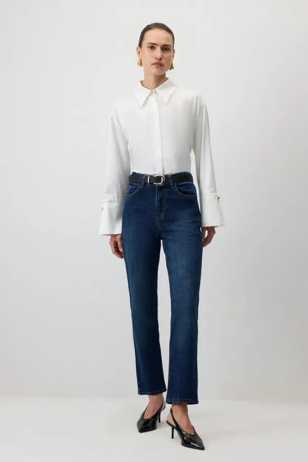 ELASTIC WAIST DENIM PANTS
