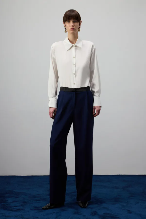 SATEN KEMERLİ PANTOLON