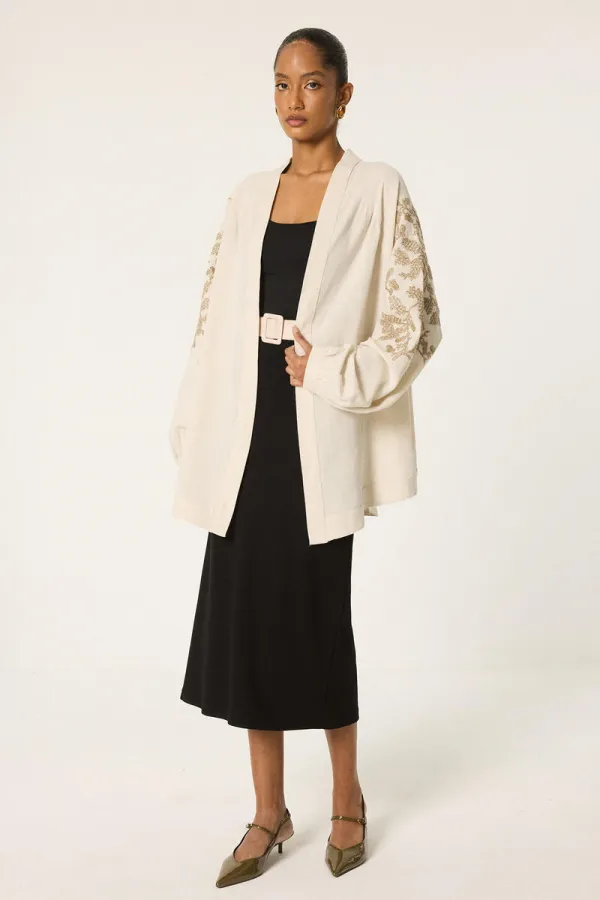 Embroidered oversize kimono