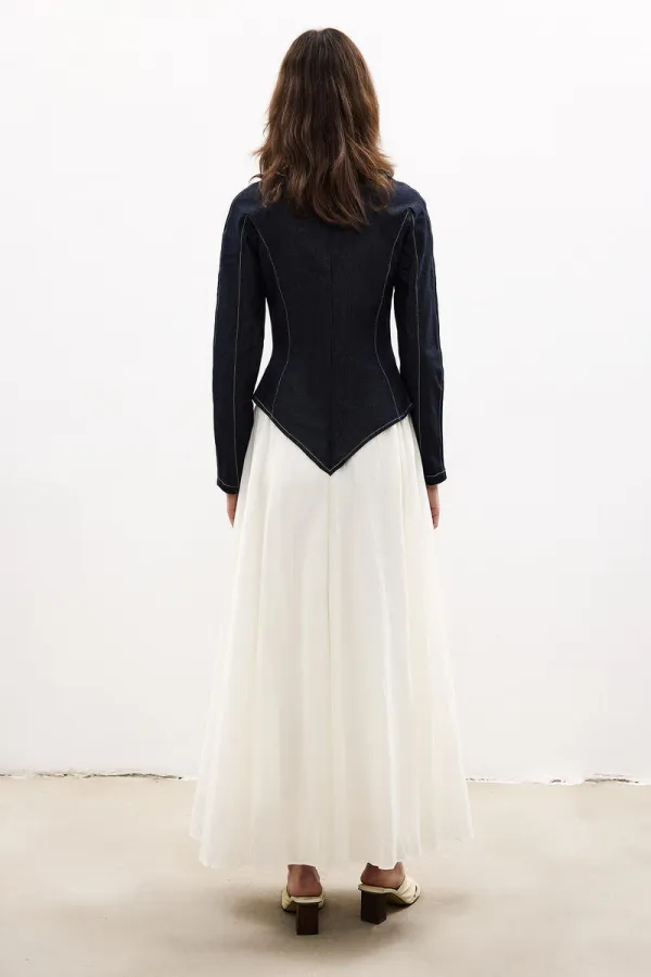 LİKRALI DENİM BLUZ ETEK 2'Lİ TAKIM