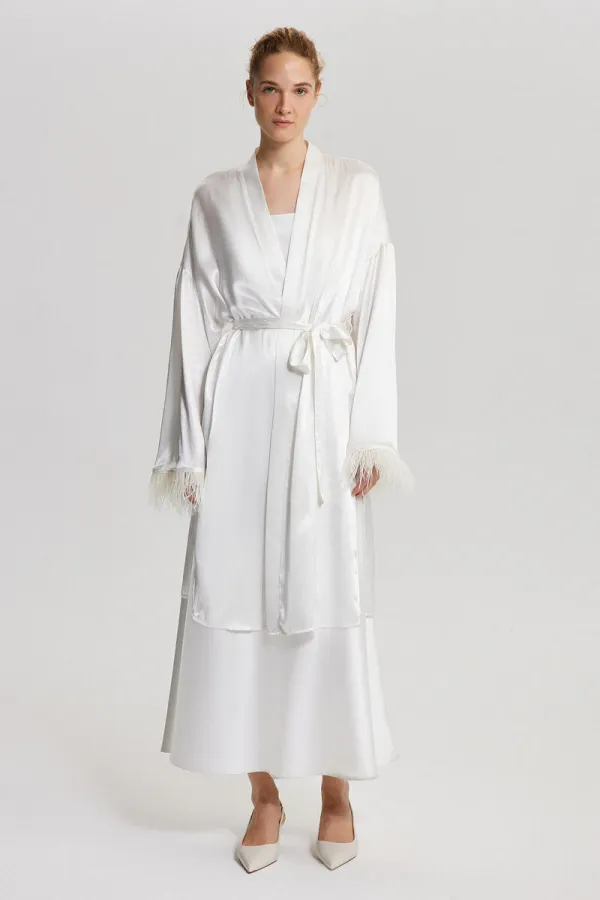 OTRİŞ DETAYLI SATEN BRIDE KİMONO