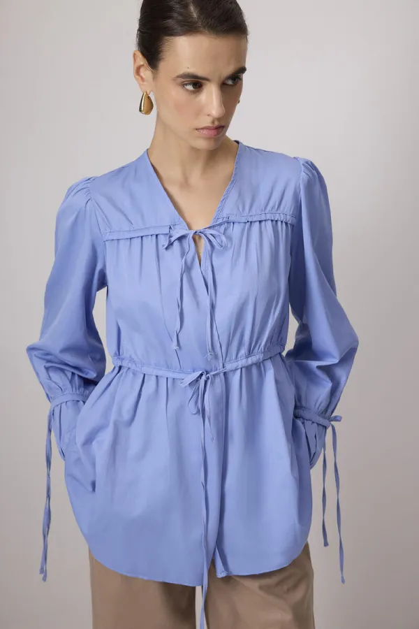 BÜZGÜ DETAYLI POPLİN KİMONO