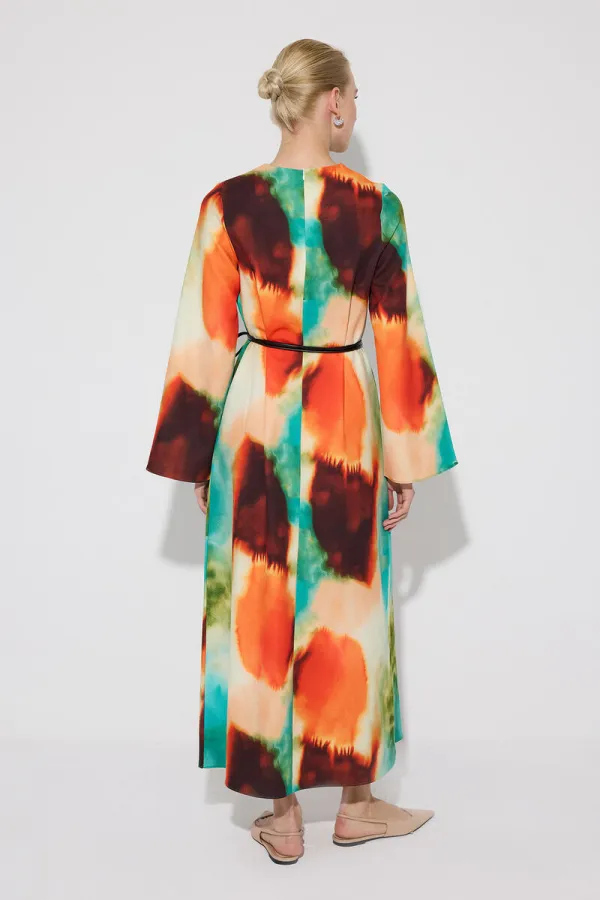 BATİK DESEN KREP ELBİSE