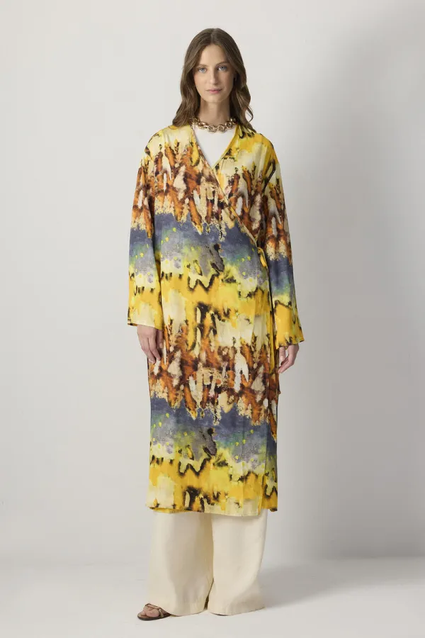 KRUVAZE DESENLİ KİMONO