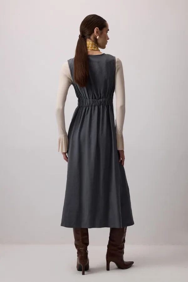 WRAP-BREASTED PLEATED VEST