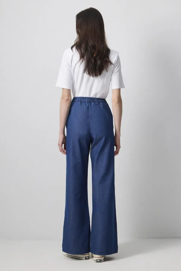PANTALON À JAMBES LARGES EFFET DENIM