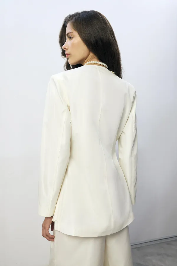 DÜĞME DETAYLI ASİMETRİK CEKET PANTOLON TAKIM