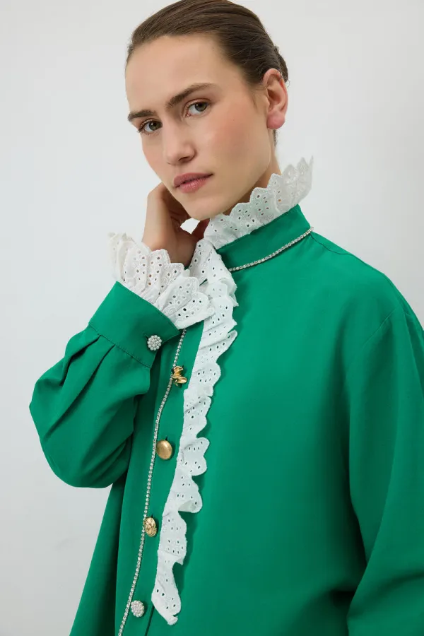EMBROIDERED SHIRT WITH STONE EMBELLISHMENTS