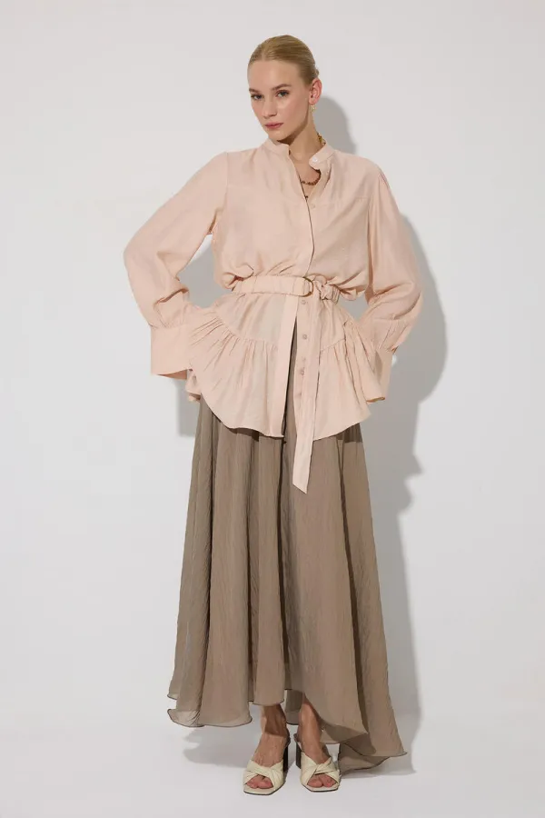 CHEMISE EN VISCOSE AVEC CEINTURE