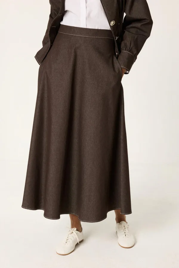 DENİM PİLELİ CEKET ETEK TAKIM