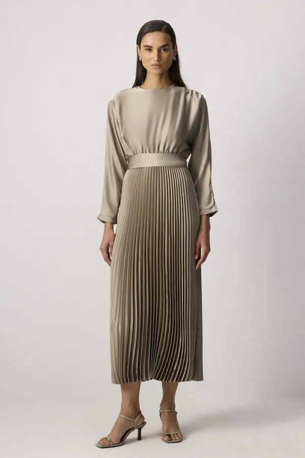 PİLELİ SATEN  ELBİSE