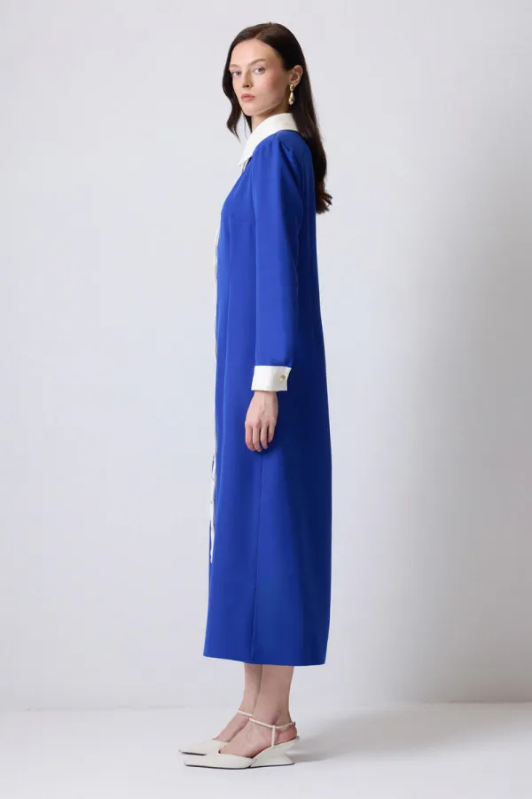 GOLD DÜĞMELİ KREP ELBİSE