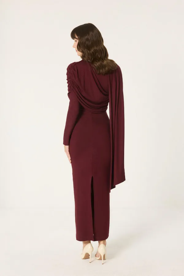 ŞAL DETAYLI ELBİSE