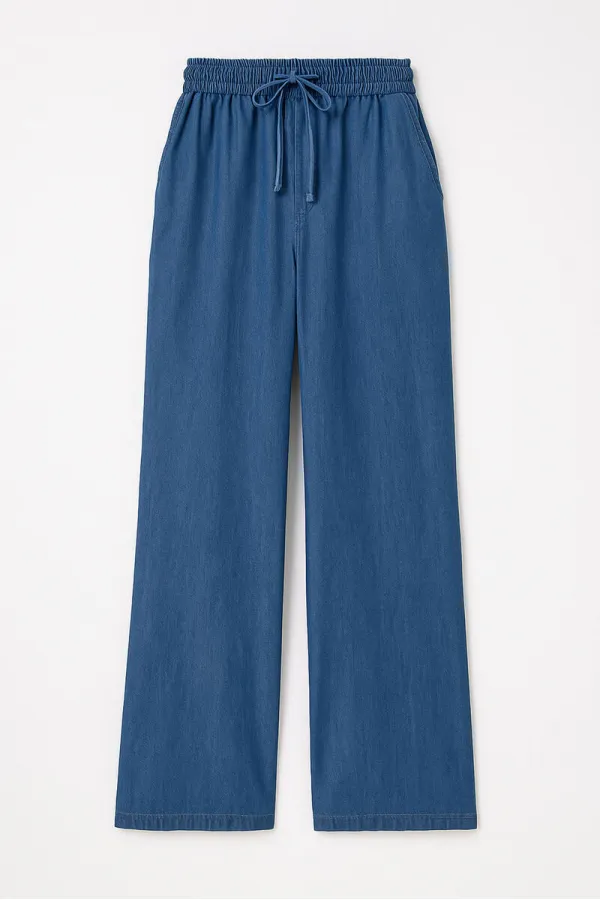 PANTALON À JAMBES LARGES EFFET DENIM