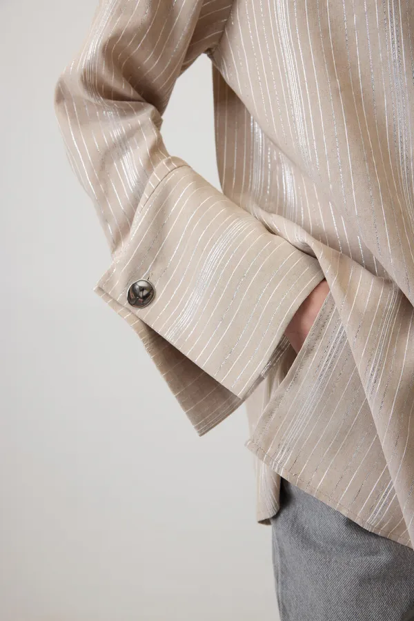 GLITTER STRIPED VISCOSE SHIRT GLITTER STRIPED VISCOSE SHIRT