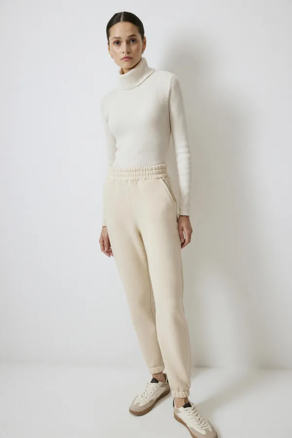 PANTALON EN MAILLE BROSSÉE 100% COTON