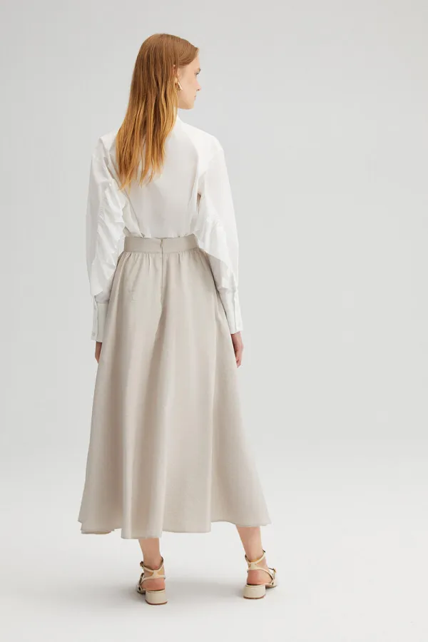 JUPE CUPRA À BOUTONS DORÉS