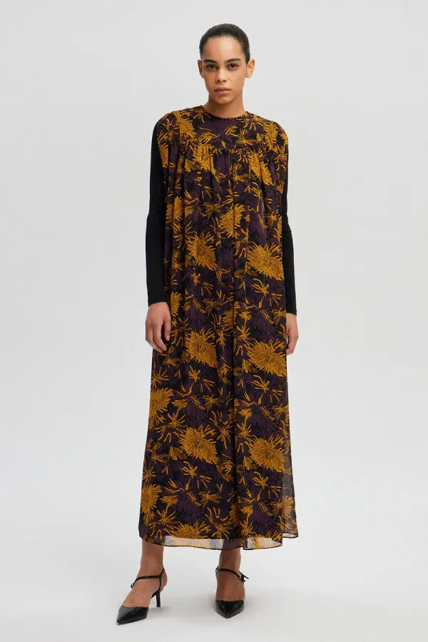 DESENLİ ŞİFON ELBİSE