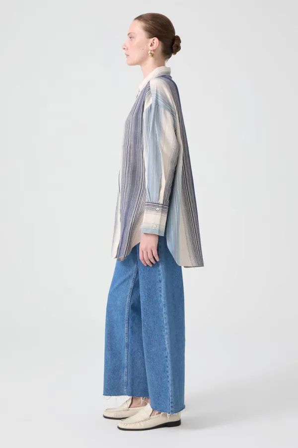 STRIPED COTTON BLEND OVERSIZE SHIRT