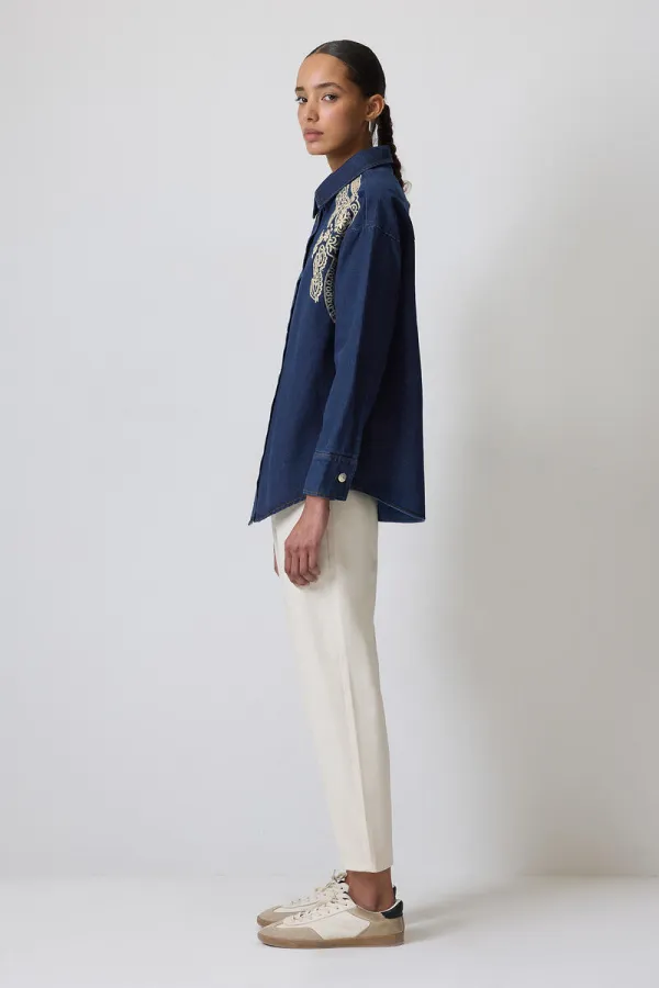 NAKIŞLI DENİM GÖMLEK