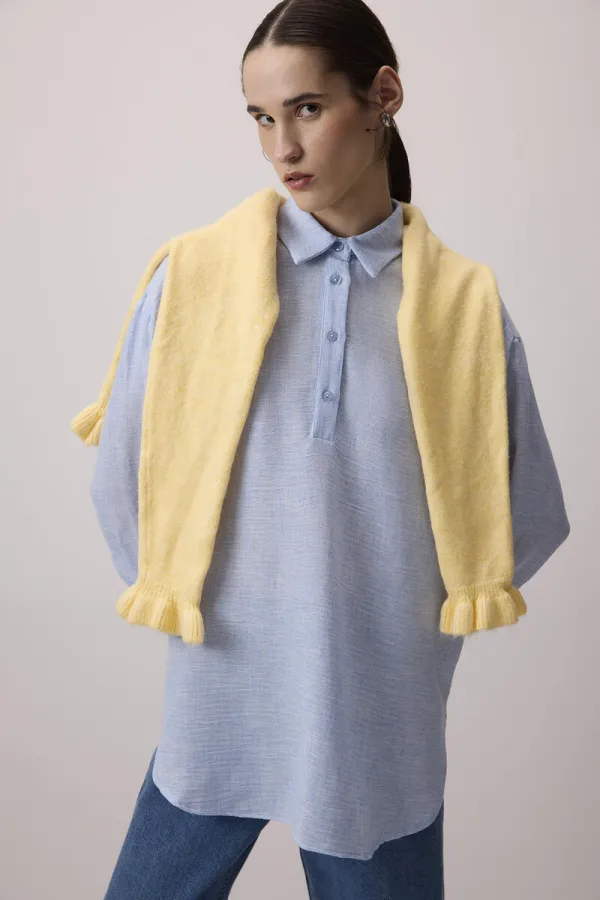 Tunique mélangée à col chemise