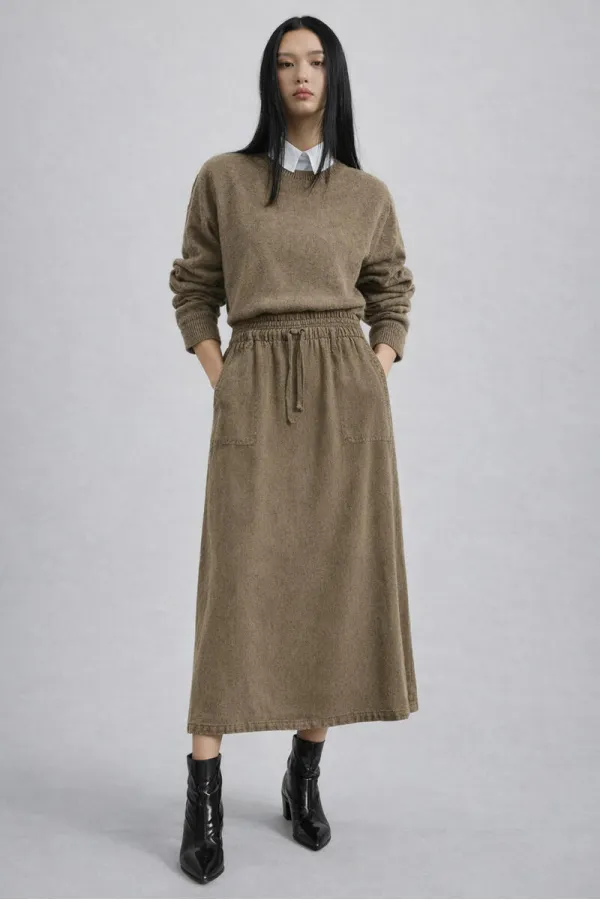 ELASTİK BEL CEPLİ ETEK