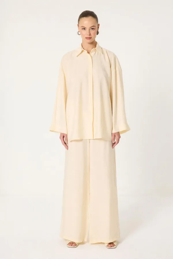 ENSEMBLE CHEMISE ET PANTALON EN MODAL ORNÉ DE PIERRES