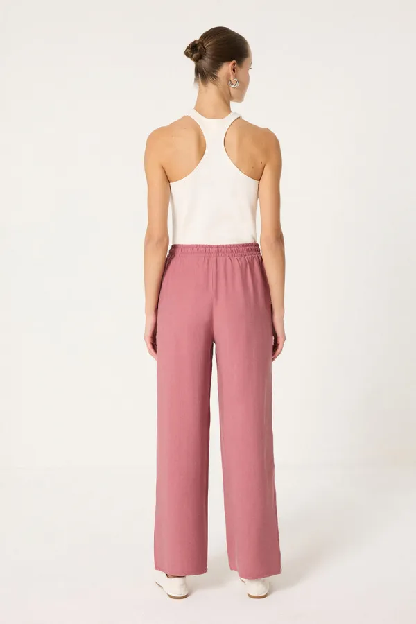 PANTALON À JAMBES LARGES AVEC TAILLE ÉLASTIQUE