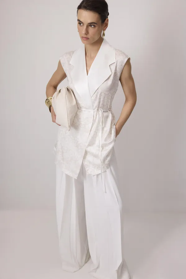 PATTERNED SATIN DOUBLE-BREASTED VEST