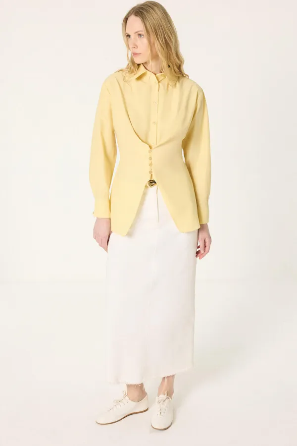 DÜĞME DETAYLI POPLIN GÖMLEK