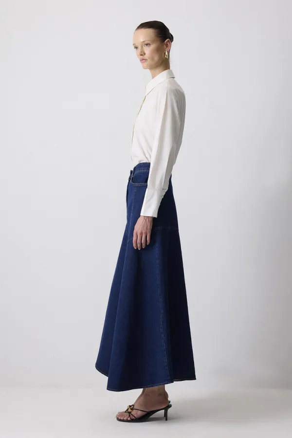 JUPE EN JEAN À COUPE ASYMÉTRIQUE